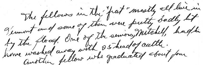 Quote from Allen Wheeler, UVM student during the flood of 1927.