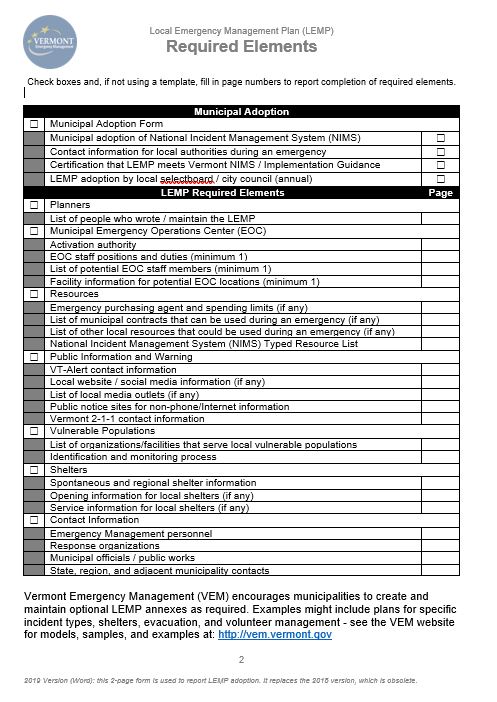 emergency response plan template