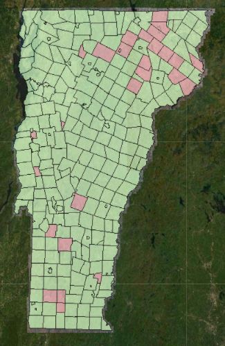 Map of Vermont NFIP Communities shown in green.