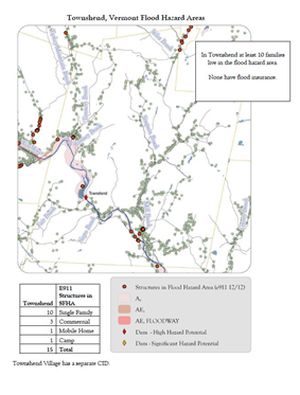 map of flood hazard areas in Townshend, VT