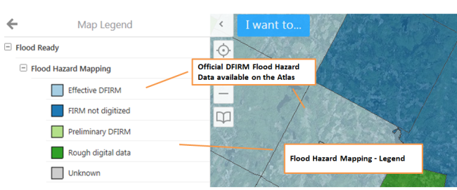 ANR Atlas screenshot showing flood hazard and river corridor data