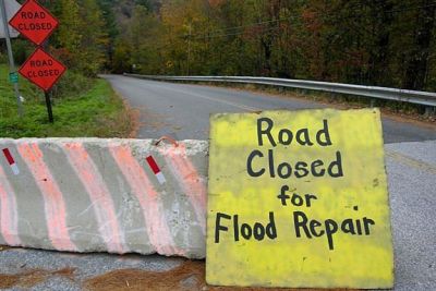 road closed for flood repair - photo by Lee Krohn
