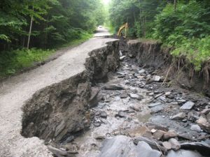 washed out road from river erosion