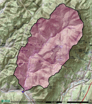 Topographical map of watershed
