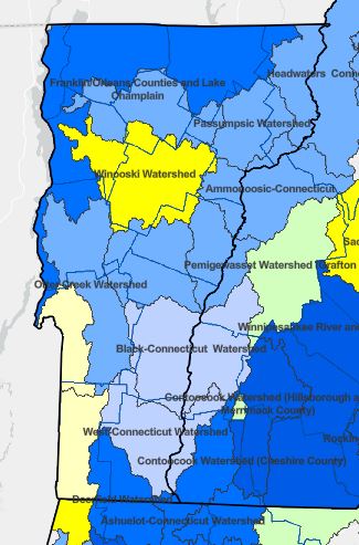 Map showing the study status of Vermont watersheds.